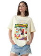 The Souled Store Caravan Women and Girls Short Sleeves Round Neck Off White Graphic Printed Cotton Oversized T-Shirts