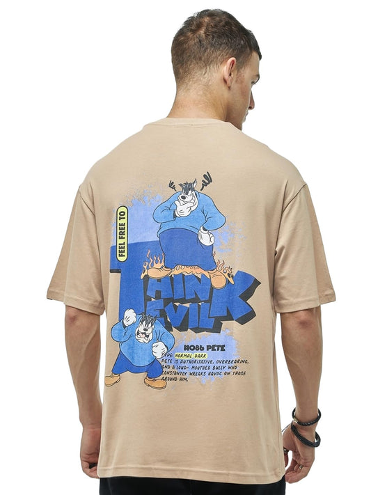 Bewakoof Official Disney Merchandise Mens Graphic Printed Oversized Fit Half Sleeve Round Neck Cotton Jersey T-Shirt_ 624571 Br