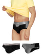 XYXX Mens Underwear Dualist IntelliSoft Antimicrobial Micro Modal Brief Pack of 3 (Black & Steel Grey ; Black ; Steel Grey & Bl