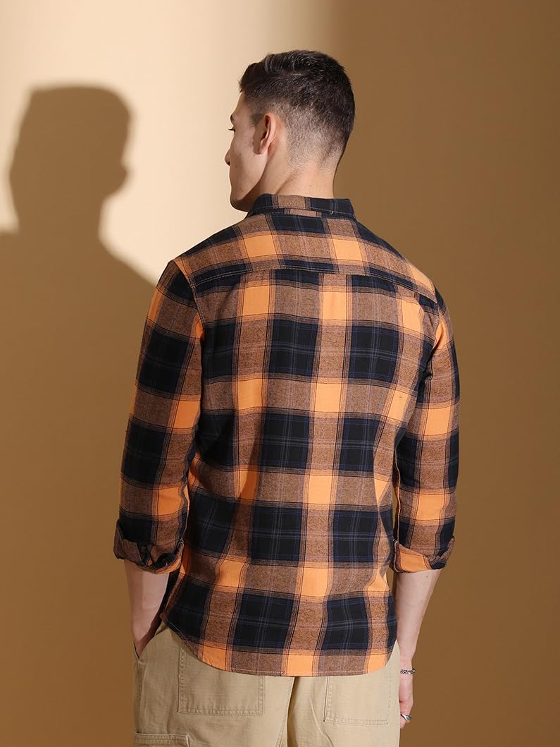 The Indian Garage Co Mens Slim Fit Shirt (0823-SHFCYD-01-01_Orange
