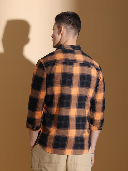 The Indian Garage Co Mens Slim Fit Shirt (0823-SHFCYD-01-01_Orange
