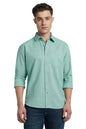 Dennis Lingo Men Cotton Regular Fit Textured Shirts Sage Green