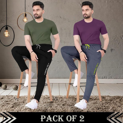 Tee Projekt Lycra Combo Soild & Zippered Pockets Style Regular Fit Track Pant for Men Jogger, Gym Wear, Yoga