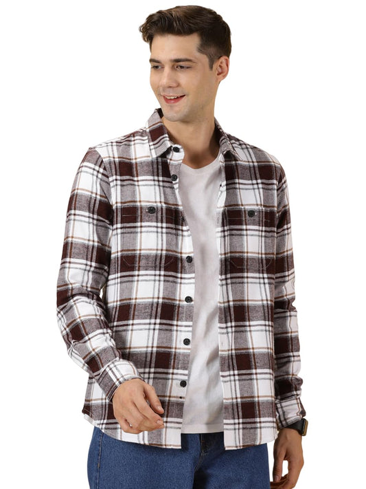 Thomas Scott Mens Slim Fit Full Sleeves Tartan Checked Casual Shirt (Maroon)