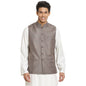 Fabindia Men Collar Viscose Silk Printed Nehru Jacket Chinese_Xs