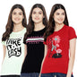 Preneum Womens Cotton Regular Fit Latest Graphic Stylish Printed Short Sleeves Casual T-Shirt || Trendy & Styling (Pack 3), Gre