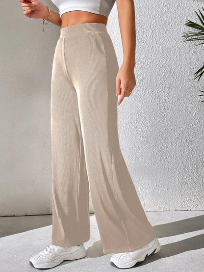 Pinkmint Women Trouser l High Waisted Korean Pant Trouser l Pant for Casual & Office Work wear l Summer Wear (Pack of 1) Beige