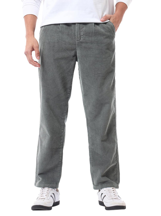 Bewakoof Mens Solid High Rise Regular Fit Cotton High Rise Pant_617489_Grey_28