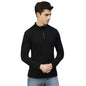 Rigo Men Black Henley Neck Full Sleeves Waffle Knit T-Shirt