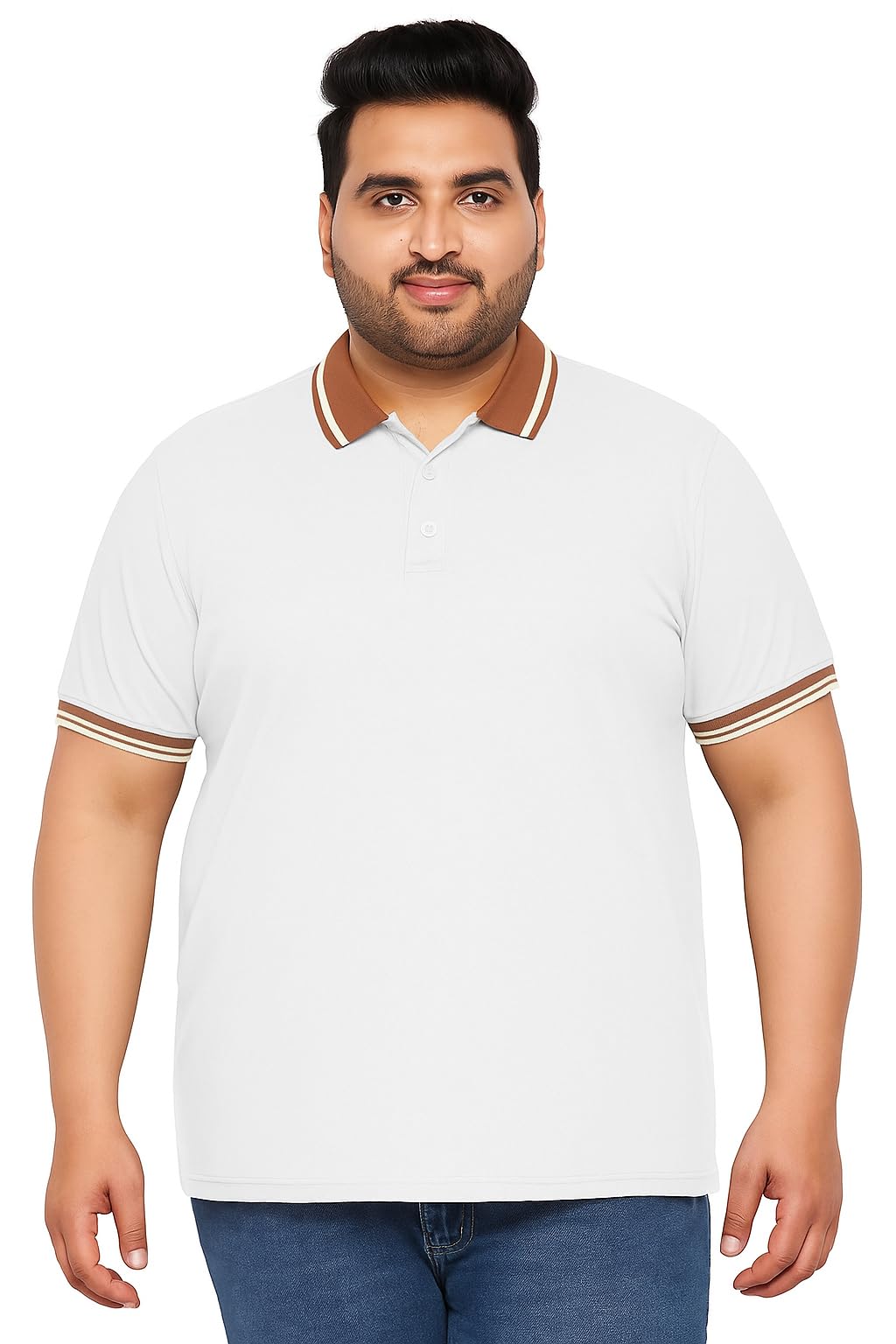 Veirdo Mens Cotton Short Sleeve Regular Fit Classic Polo Collar Plus Size T-Shirt