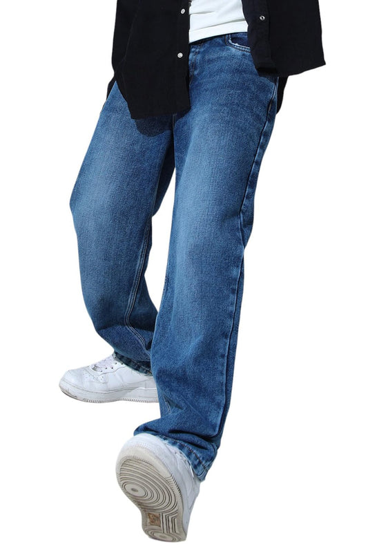 Hubberholme Men Blue Cotton Tapered Fit Mid-Rise Jeans