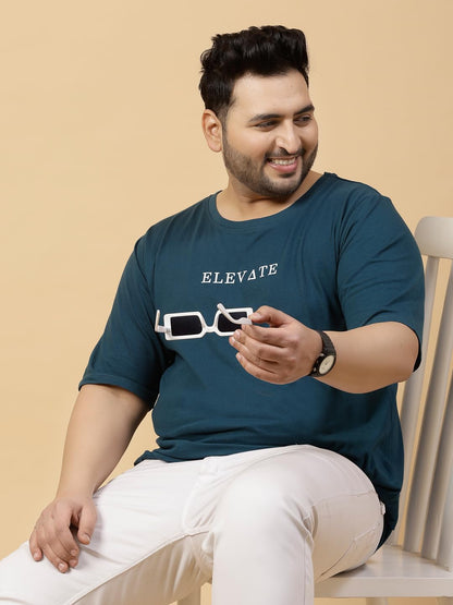 Rigo Printed Oversized T-Shirts for Men | Plus Size Oversized Tees for Men | Drop Shoulder T-Shirt for Men Teal
