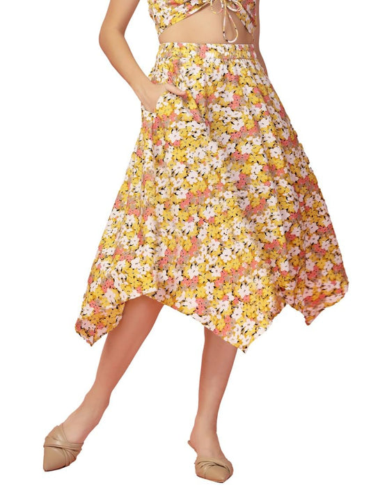 OOMPH! Long Skirts for Women Yellow - msk187