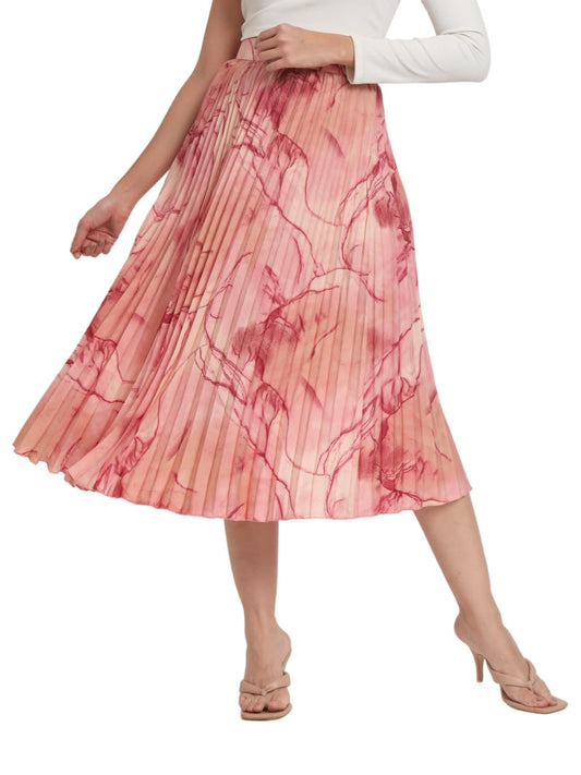 Kzully | Marble Elegance A WomanS A-Line Midi Printed Skirt Masterpiece Maroon