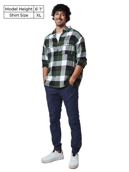 The Souled Store| Plaid: Green Black Mens and Boys Shirts|Full Sleeve|Regular fit Solid |100% Cotton Green & Black Color Men Uti