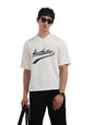 The Indian Garage Co Mens Boxy Half Sleeves Textured V Neck T-Shirt