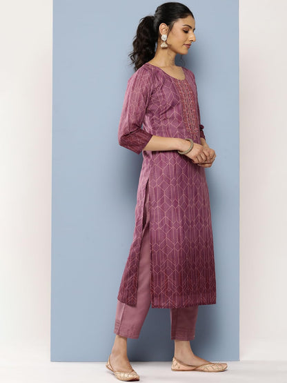 Libas Womens Silk Blend Kurta Sets (38022O_Purple