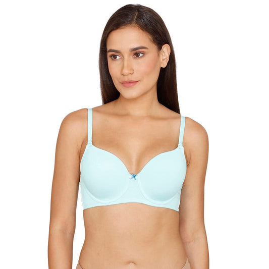 Zivame Womens Rayon Heavily Padded Wire Free Medium Coverage Bra Blue