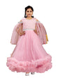 Aarika Girls Peach Colour Emballished Net Gown (4-11 Years)
