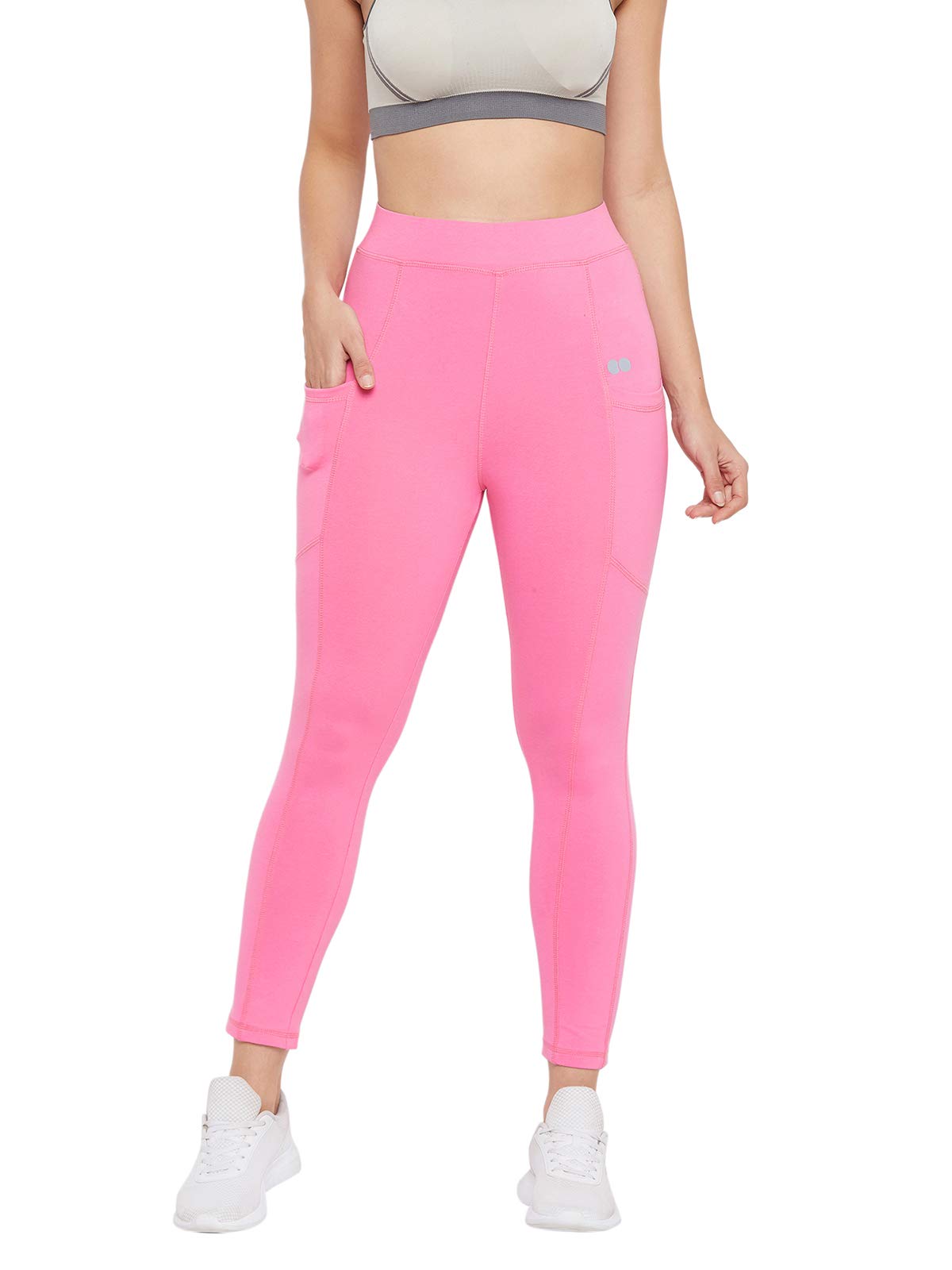 Clovia WomenS Activewear Sports Ankle Length Tights With Pocket (Ab0059P22_Pink_S)