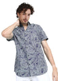 LookMark Mens Cotton Blend Navy Color Stitched Printed Half Sleeve Shirt(Shirt 59-S)