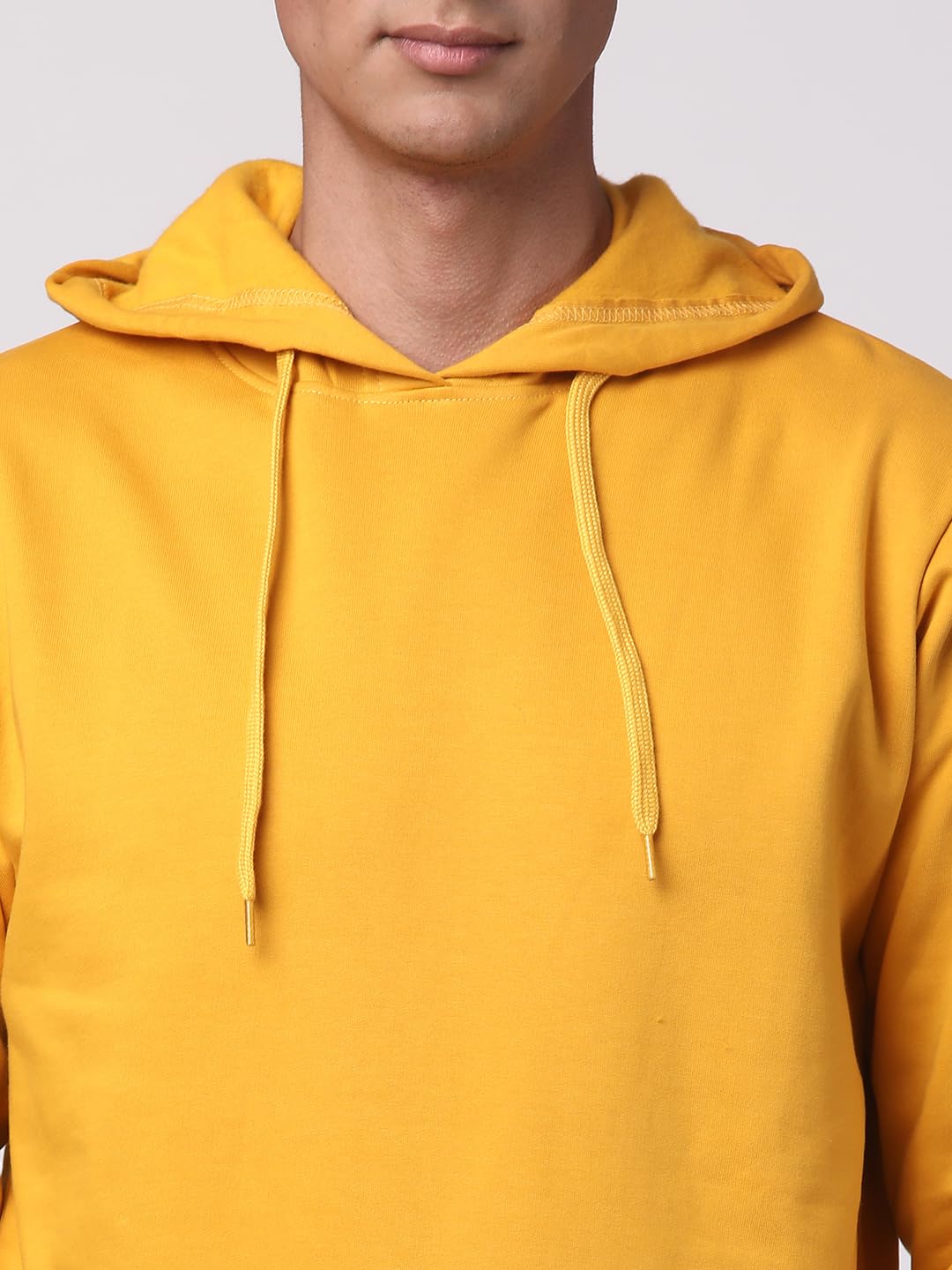 ADRO Mens Cotton Solid Hoodie Sweatshirts (H23-PLN-MU_Mustard)