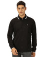 Thomas Scott Full Sleeve Spread Collar Solid Color Jacket with Ribbed On Sleeve for Men Black