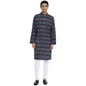 Fabindia Men Cotton Printed Long Kurta Blue_XS