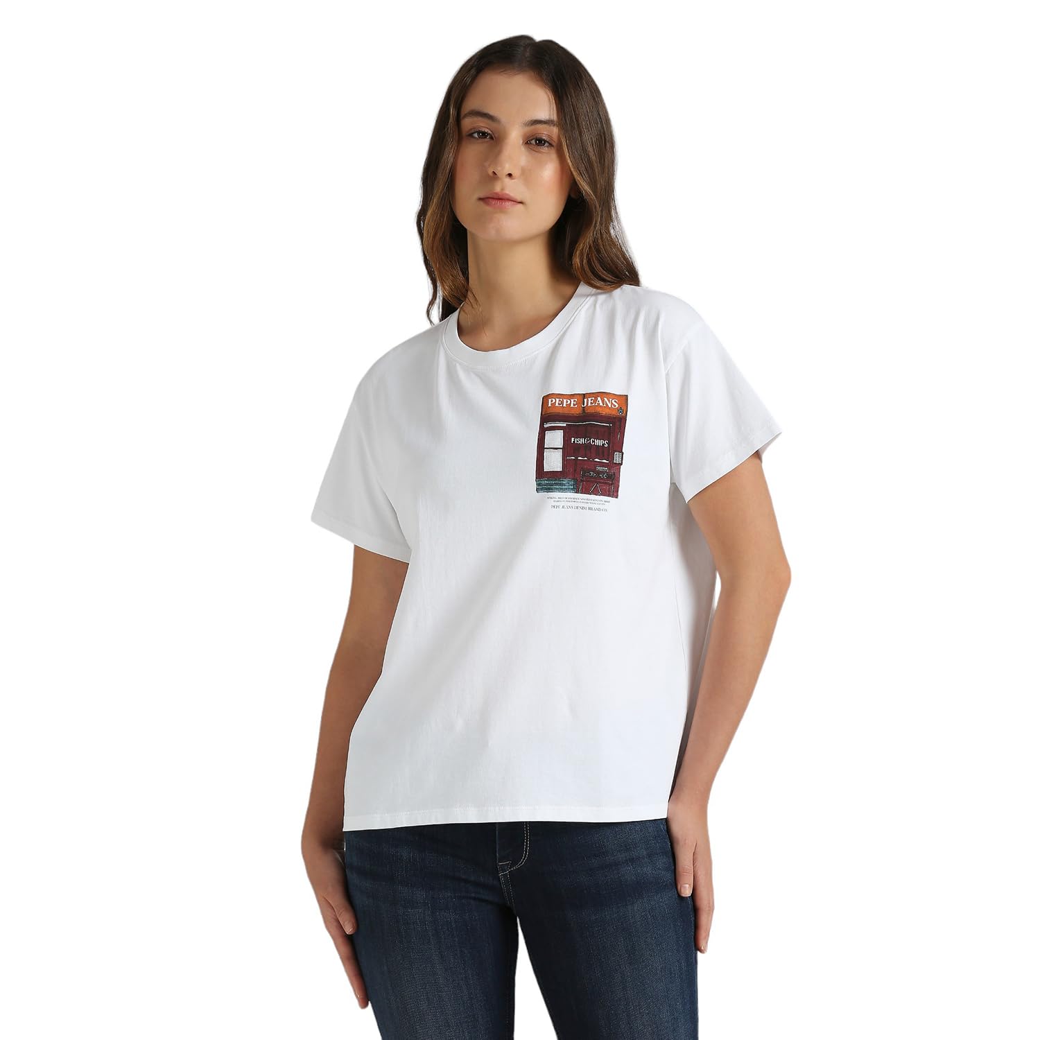 Pepe Jeans Women'S Relaxed Fit T-Shirt (Pl506092_White