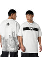 The Souled Store Superman: Fly Up Men and Boys Short Sleeves Round Neck White Graphic Printed Cotton Premium Heavy Gauge Fabric