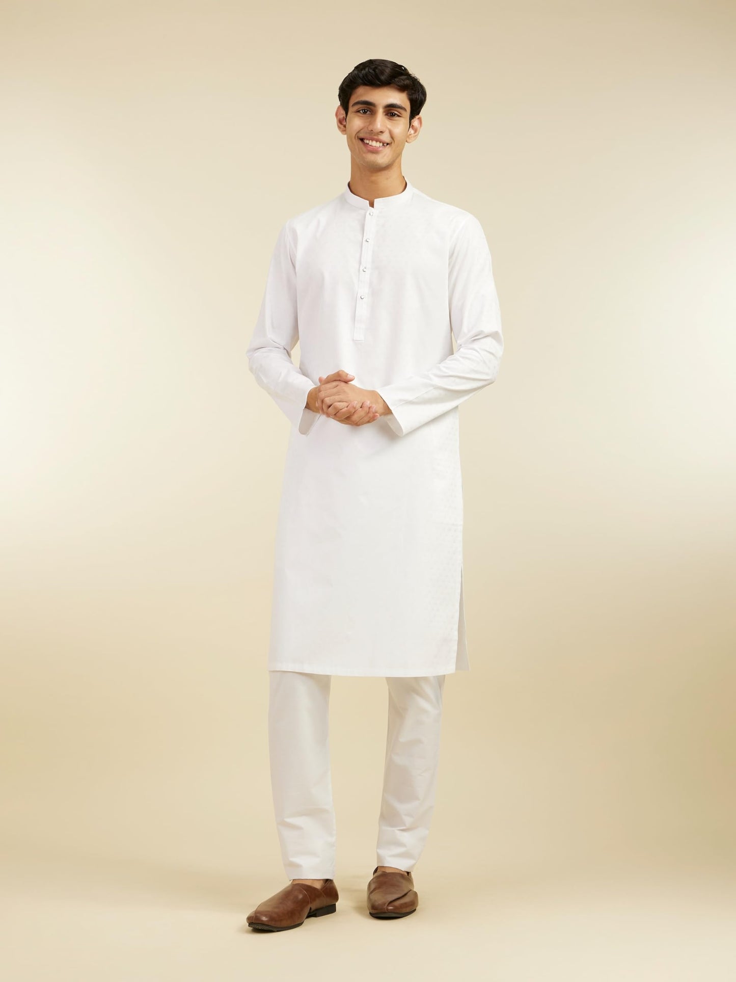 Diwas By Manyavar MenS Cotton Self Design Kurta (White,Xxxl)