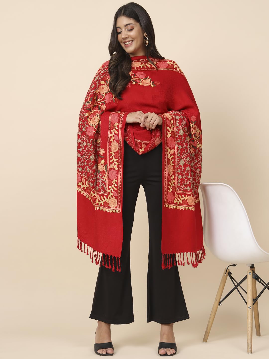 Pashmoda Women Murshid Aari Embroidered Stole(Size 71X203 CM)