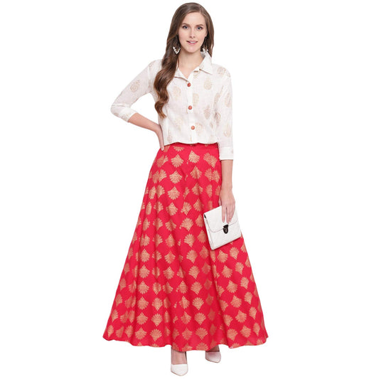 Stylum Womens Printed Rayon Blend Shirt Skirt Set
