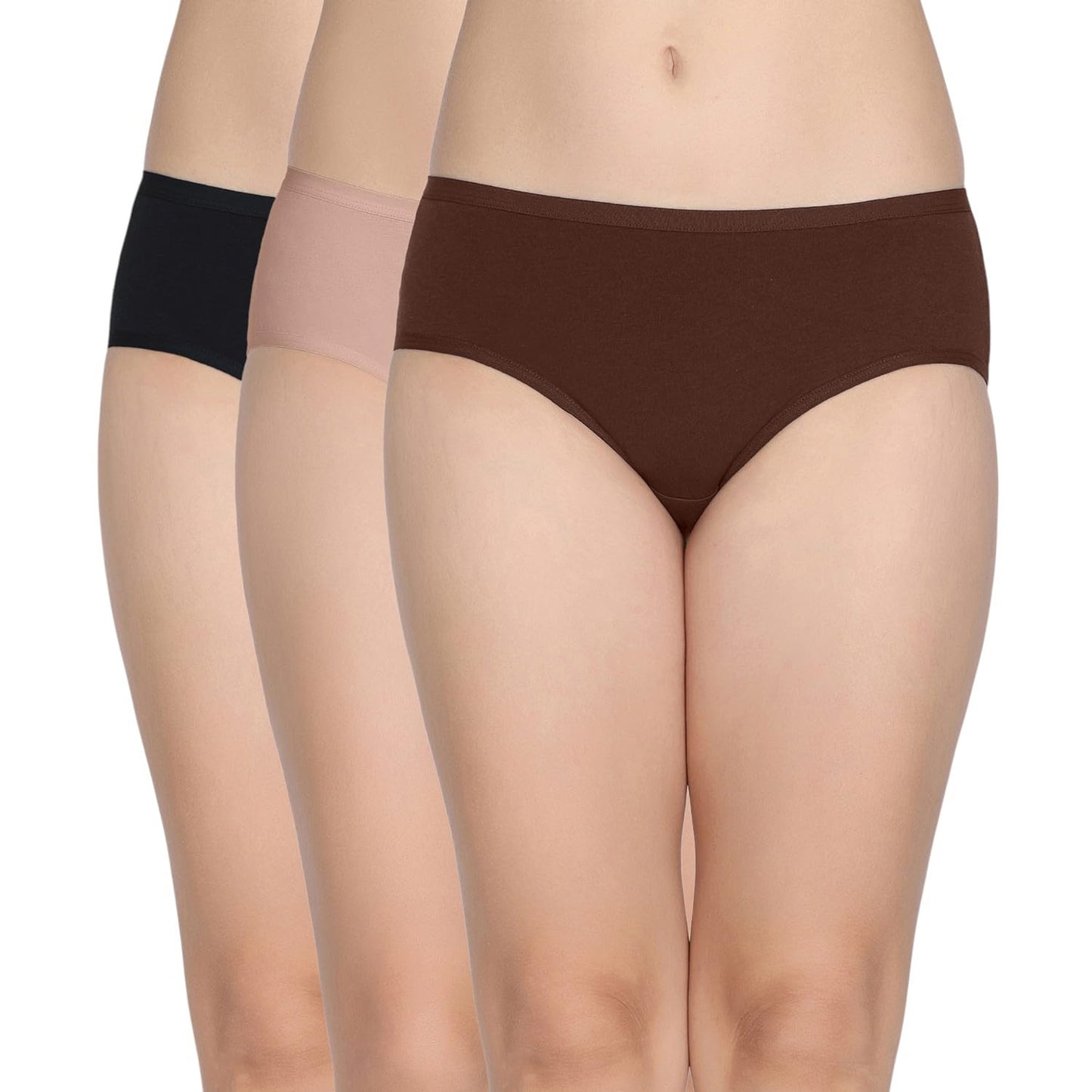 Zivame Womens Cotton Blend Classic Solid Hipster Panties (Pack of 3) (ZI28C0-Roeb Cho Fon B Bea_Roeb