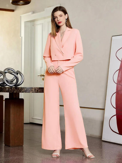 Kotty WomenS Solid Relaxed Fit Full Sleeve Co-Ord Blazer And Trouser Set.