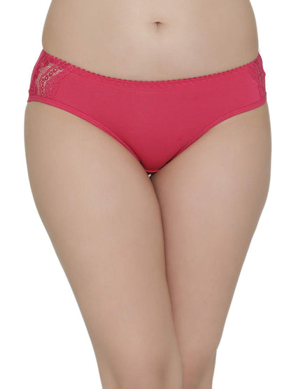 Clovia WomenS Cotton Mid Waist Bikini Panty With Lace Wings (Pn2808P14_Pink_Xxl)