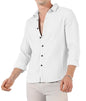 Finivo Fashion MenS Cotton Casual Striped Button Down Shirts Long Sleeve Textured Summer Beach Shirt For Men White