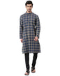 Fabindia MenS Blue Cotton Printed Comfort Fit Long Kurta