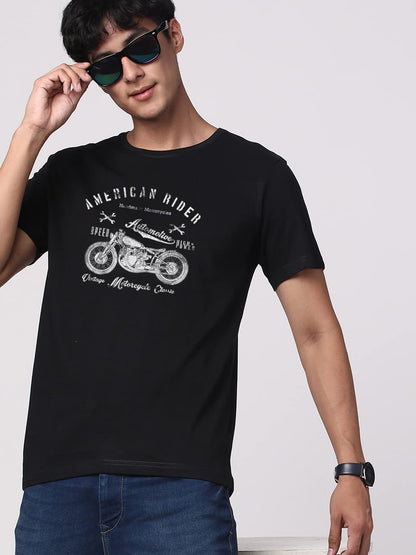ADRO Men's Regular Fit T-Shirt (RN-M-AME-BL)