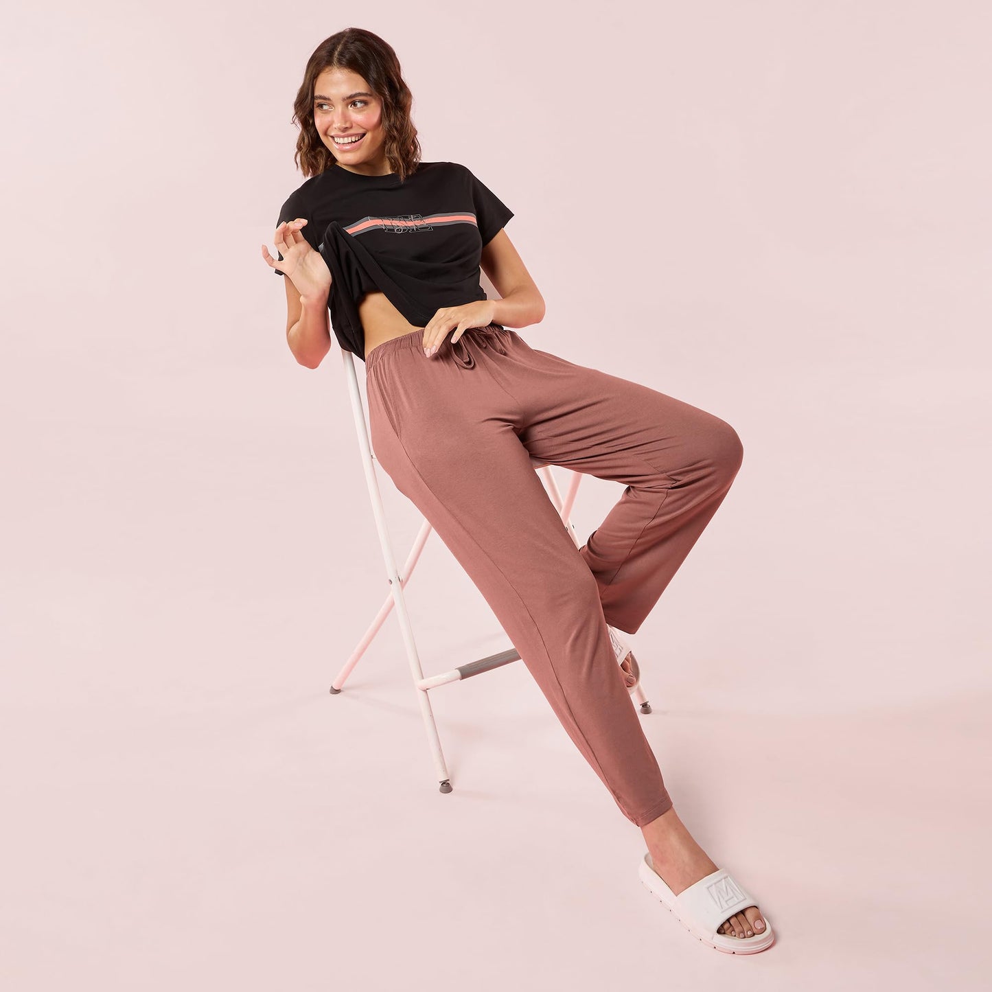 Enamor E404 Womens Home Pant - Relaxed Fit, Mid Rise, Regular Length, Straight Leg