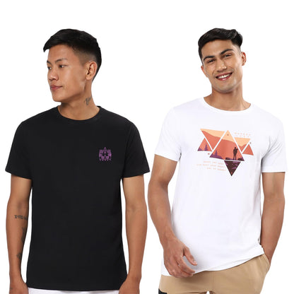 Bewakoof Mens Wander & Know Your Place Fool Printed 100% Cotton T-Shirts (Pack of 2) - Regular Fit, Round Neck, Half Sleeves_60