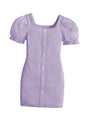 TAGAS Young Girl Contrast Dobby Mesh Puff Sleeve Dress || Girls Dress || Party Dress for Girls ||Fency Dress||(GCD) Lavender