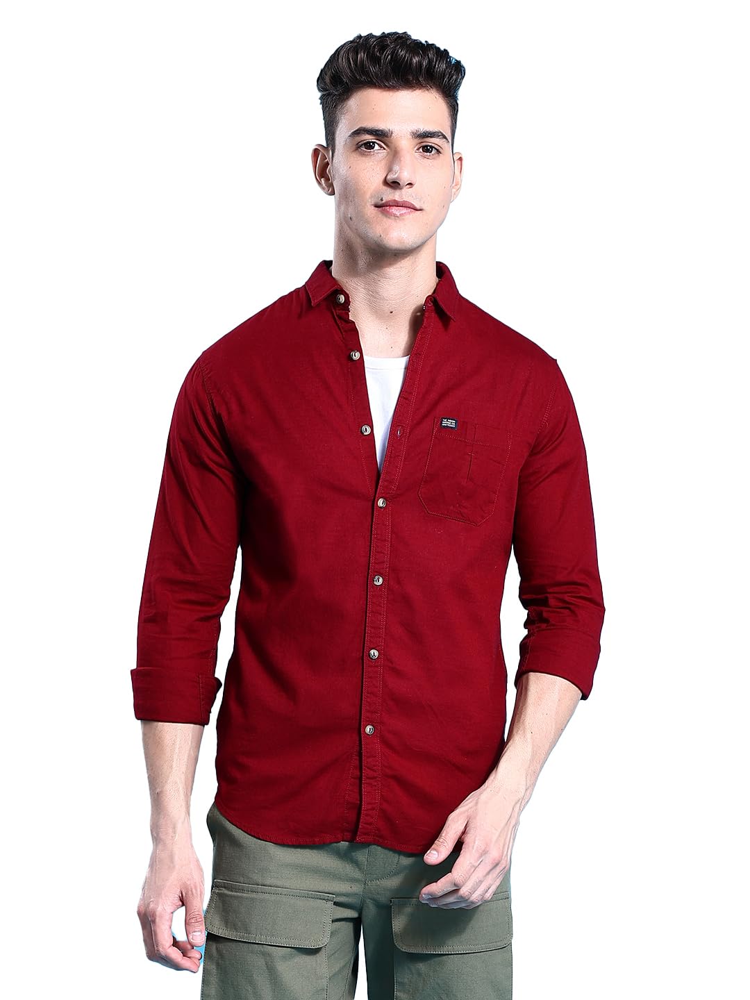 The Indian Garage Co Mens Slim Fit Solid Shirt