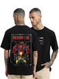 Veirdo Mens 100% Cotton with Drop Shoulder Oversized Fit Short Sleeve Blackt-Sh