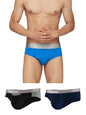 XYXX Mens Underwear Illuminati IntelliSoft Antimicrobial Micro Modal Brief Pack of 3 (Black & Steel Grey ; Brilliant Blue ; Bla