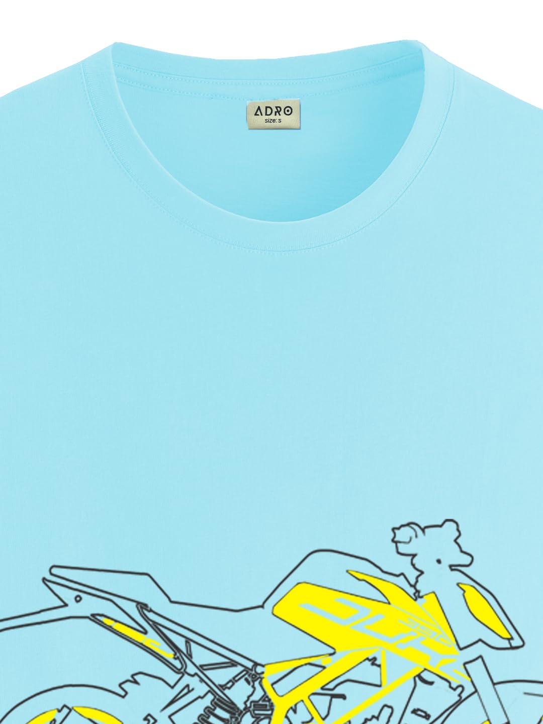 ADRO Men's Biker Design Printed 100% Cotton T-Shirt - Regular Fit, Printed T-Shirts for Men (RN24-KTM-MI_Mint)