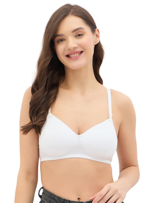 Clovia Womens Nylon Lightly Padded Wire Free T-Shirt Bra (BR1049A1836B_White_36B)