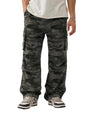 The Souled Store Parachute Pants: Green Camo Men and Boys Buttoned Baggy Fit Cotton Parachute Pants