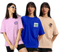 Juneberry Pure Cotton Oversized Loose Baggy Fit Drop Shoulder Half Sleeve Cool Front & Back Graphic Printed Round Neck T-Shirt F