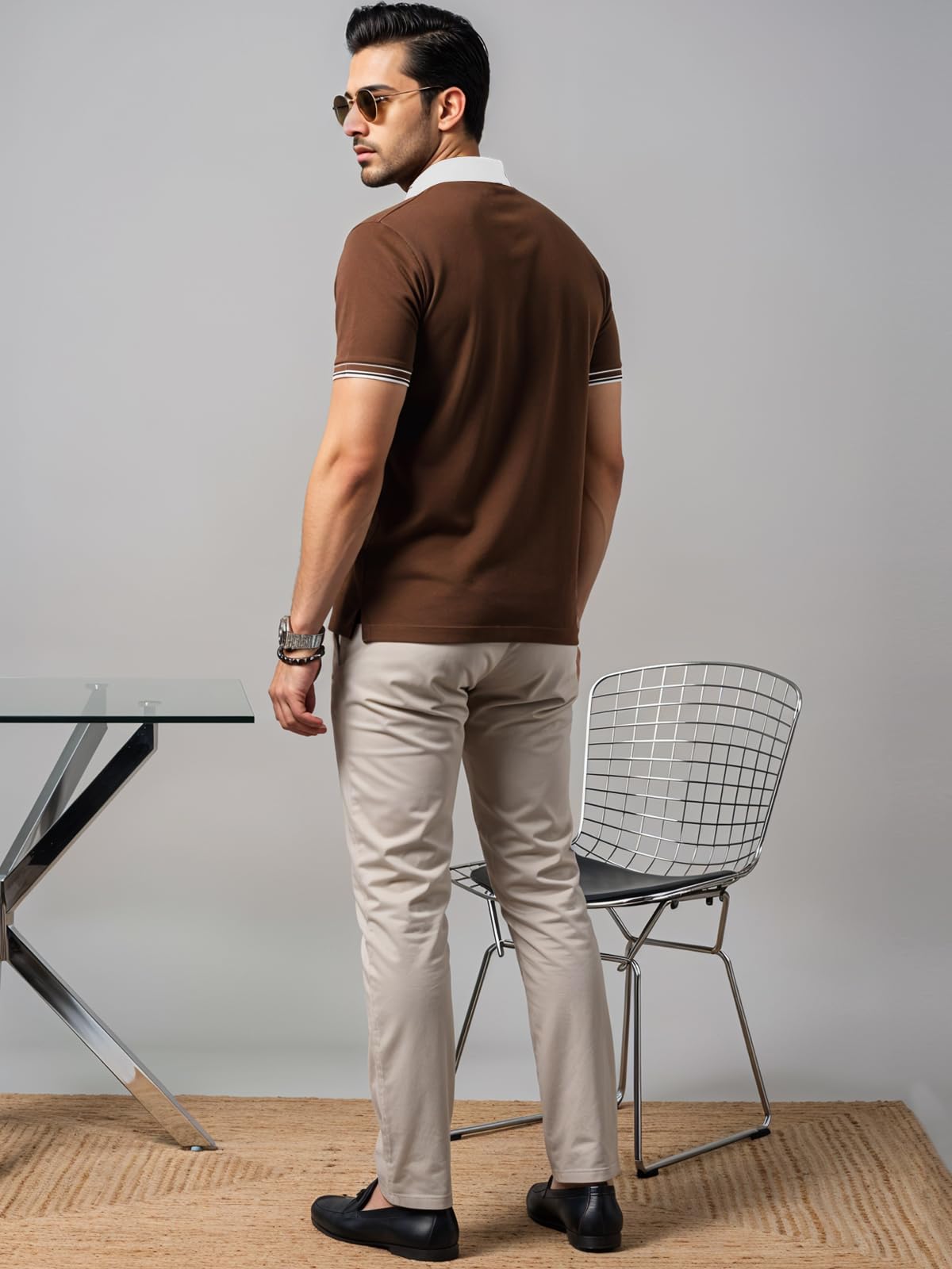 Mens Premium Cotton Polo T-Shirt | 220 GSM Soft Fabric | Casual Stylish Look | Zipper Polo Design Brown Polo T Shirt | Polo Tshi